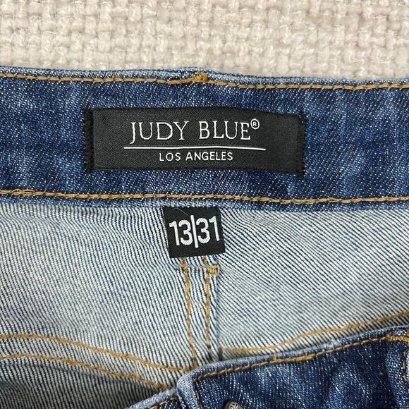 Judy Blue Jeans Skinny Fit Women's Juniors 13/31 Stretch Blue Denim Split Cuffs - Picture 5 of 12